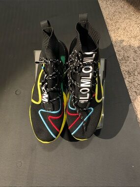 MCM Black Knit Athletic Sneakers with Multicolor Trim
